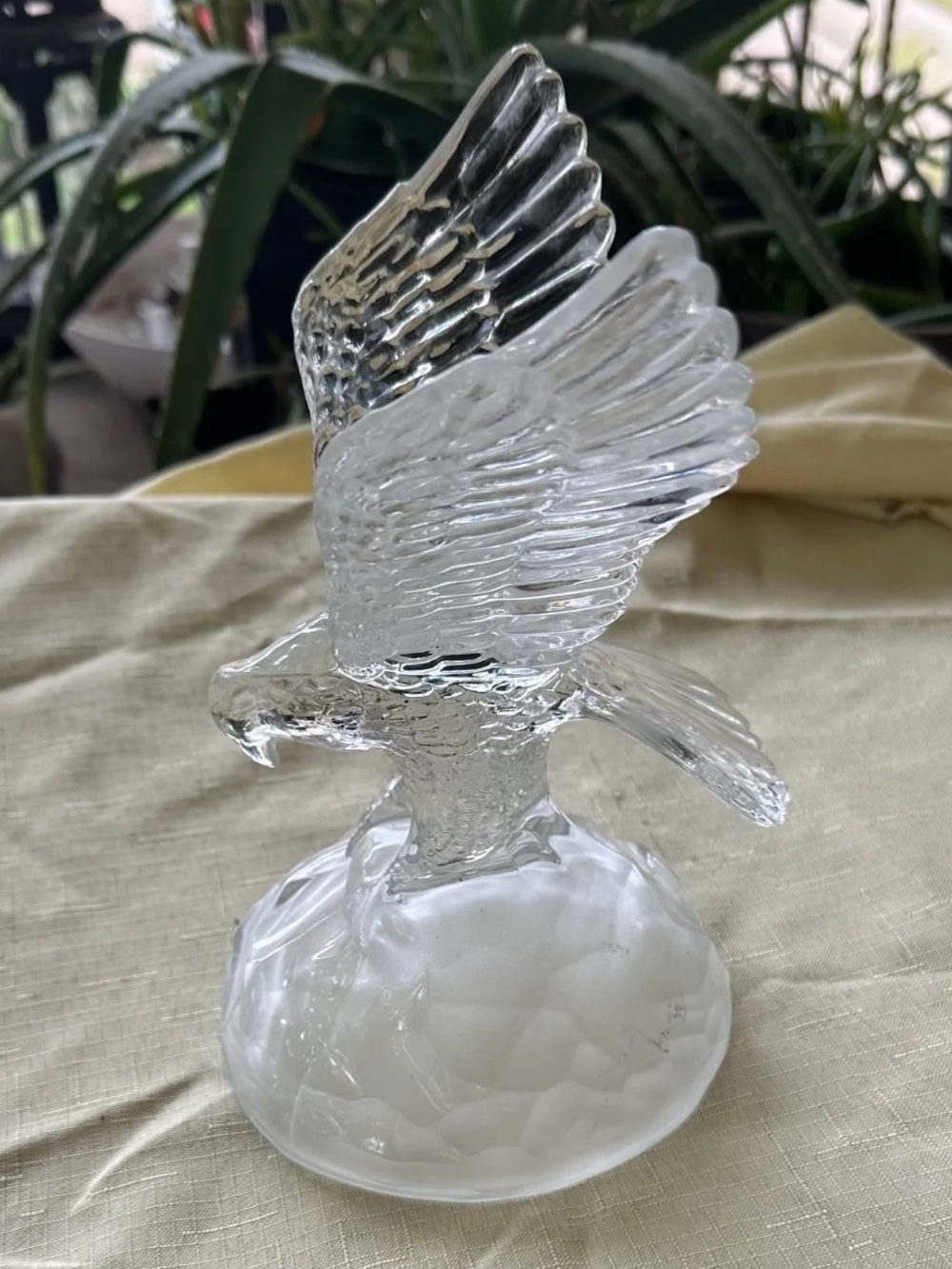 Vintage Cristal D'Arques Crystal Glass Eagle Figurine fish in talons - France